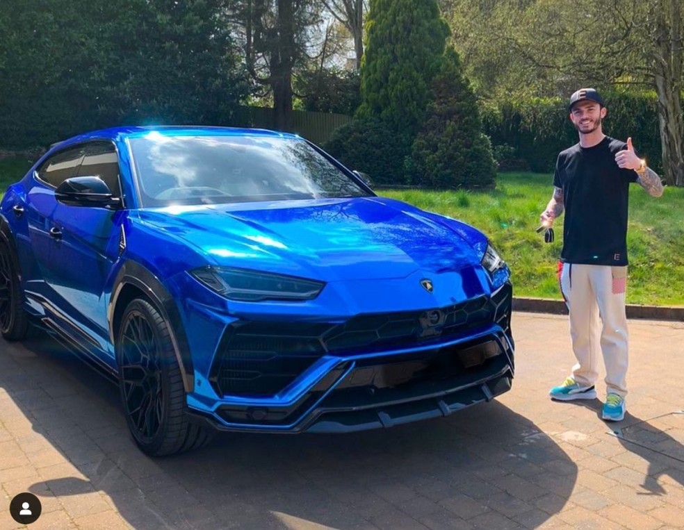  Lamborghini Urus foi o carro mais vendido para os jogadores em 2021 e James Maddison foi um dos compradores — Foto: Instagram 