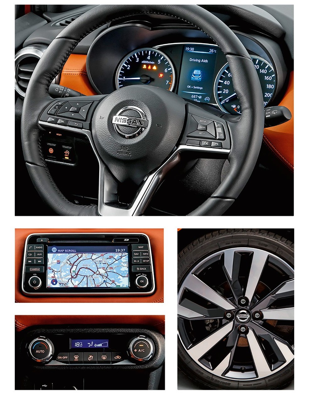 Grande visor LCD no quadro pode ser personalizado. Ar-condicionado digital tem só uma zona de ajuste. Rodas aro 17 não prejudicam o rodar confortável. (Fotos: Divulgação) — Foto: Auto Esporte