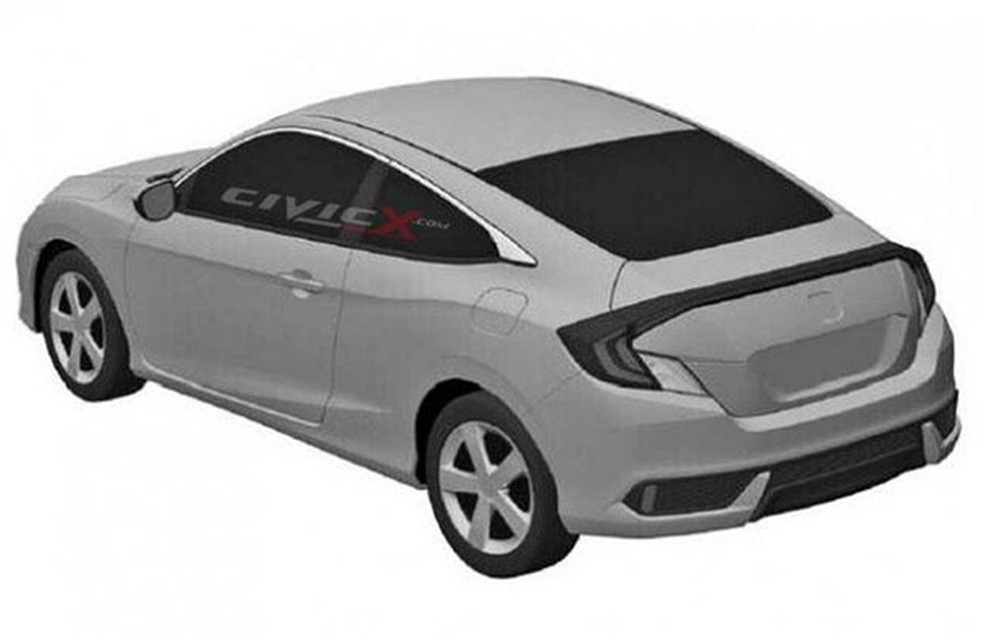 Patente do Honda Civic 2016 Coupe traseira (Foto: Reprodução) — Foto: Auto Esporte