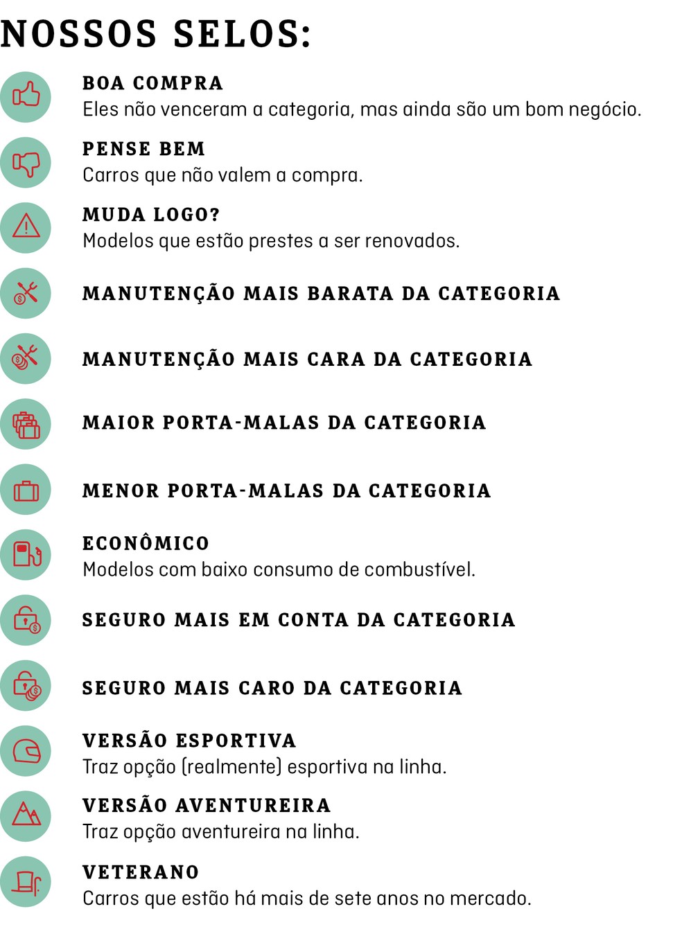 Qual Comprar 2024 - Nossos selos — Foto: Auto News Brasil