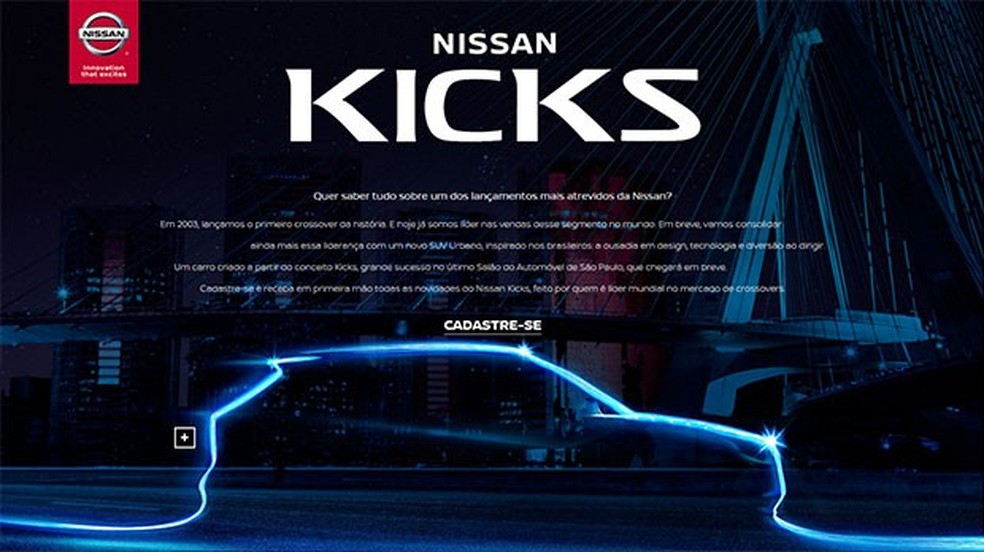 Nissan Kicks já aparece em site oficial (Foto: Reprodução) — Foto: Auto Esporte