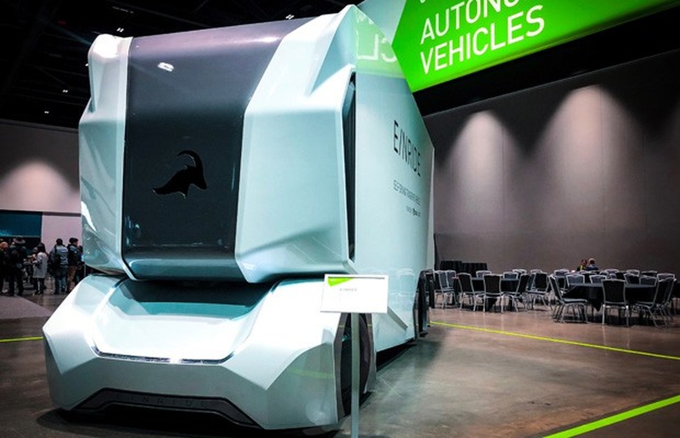 Einride mostra caminhao autônomo elétrico com capacidade para até 18 toneladas (Foto: Ricardo Sant'Anna) — Foto: Auto Esporte
