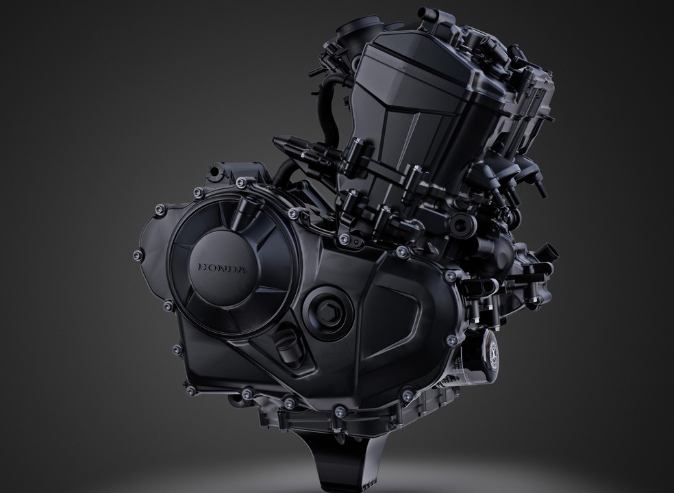 Motor de dois cilindros da próxima Honda Hornet será mais potente do que a versão anterior, de quatro cilindros — Foto: Divulgação