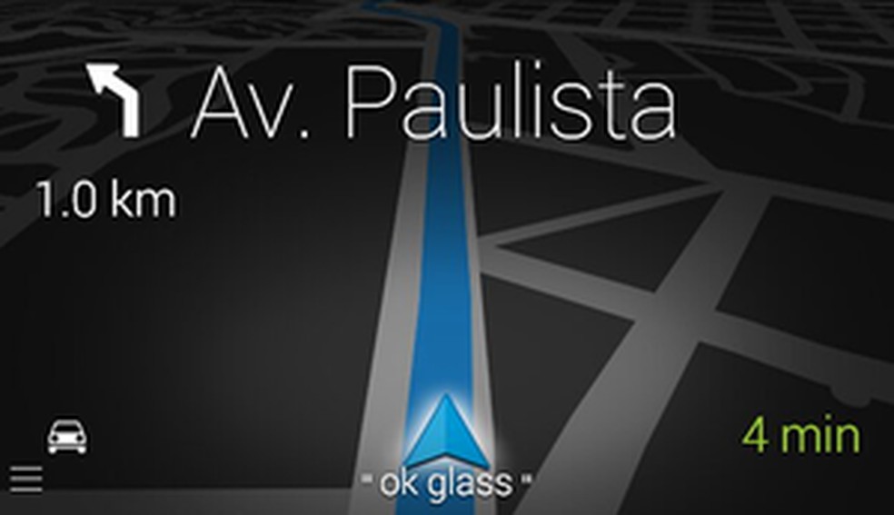 Print da tela de navegação do Google Glass (Foto: Reprodução) — Foto: Auto Esporte