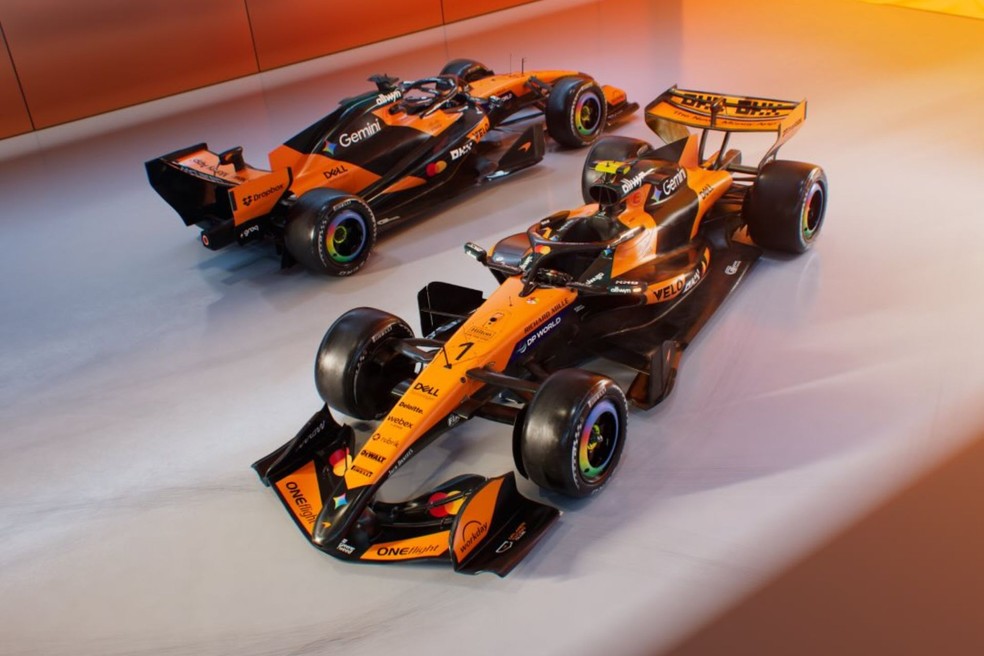 McLaren mantém a cor laranja como principal elemento visual de seu veículo para a temporada 2026 da Fórmula 1 — Foto: Reprodução/Instagram
