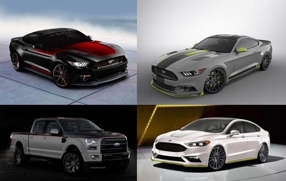 Modelos modificados do Ford Mustang, Fusion e F-150 para o SEMA Show (Foto: Divulgação) — Foto: Auto Esporte