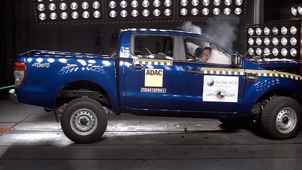 Ford Ranger recebe três estrelas em crash test do Latin NCAP (Foto: Latin NCAP) — Foto: Auto Esporte
