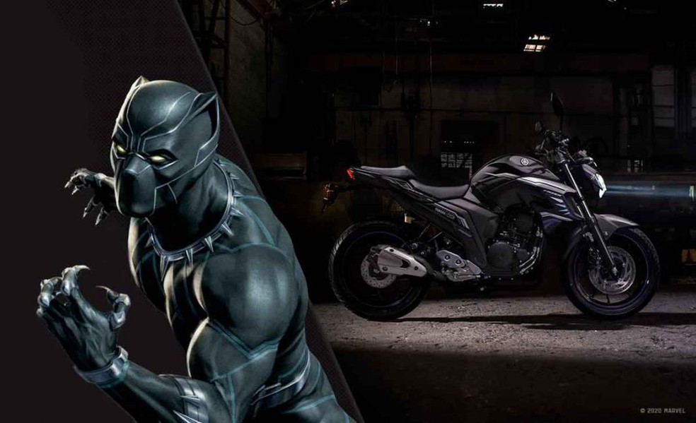 Yamaha Fazer 250 Pantera Negra é uma edição especial em parceria com a Marvel — Foto: Divulgação