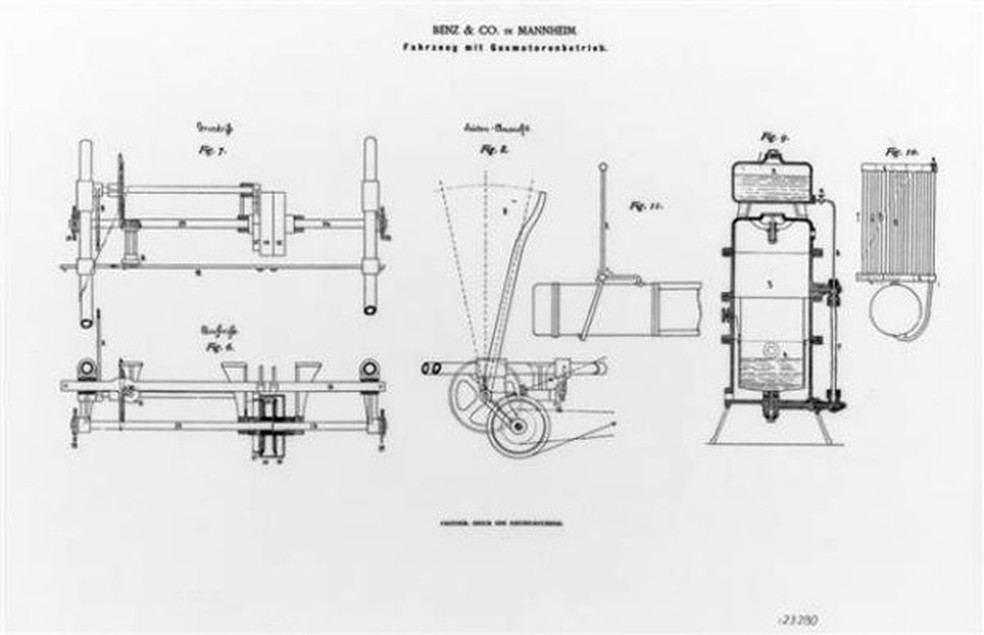 Patente do Benz Patent-Motorwagen registrada por Karl Benz (Foto: Divulgação) — Foto: Auto Esporte