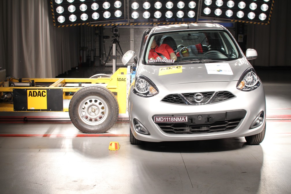 Nissan March em teste de colisão do Latin NCap — Foto: Divulgação