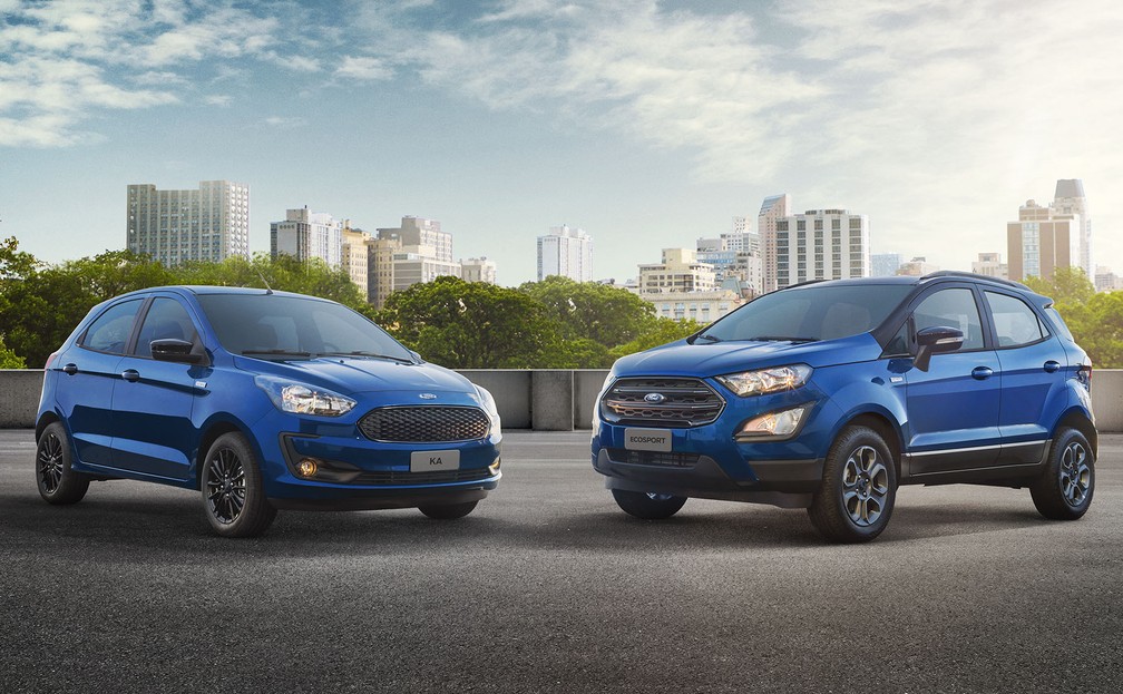 Ford Ka e EcoSport em edição limitada de 100 Anos. — Foto: Divulgação/Ford