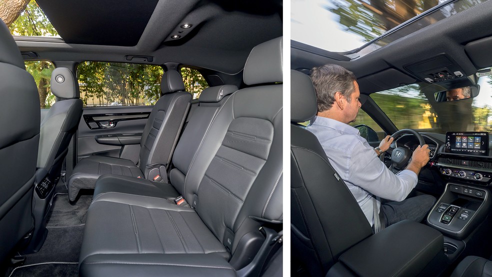 Bancos do Honda CR-V podem ser ajustados para a frente e para trás em um trilho corrediço — Foto: Divulgação