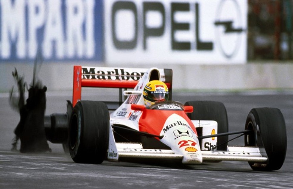 Pneu furado custou a vitória a Senna no GP do México de 1990 (Foto: Divulgação) — Foto: Auto Esporte