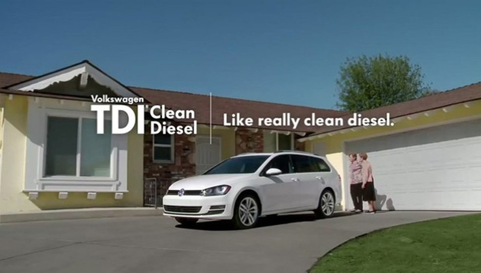 Anúncio da Volkswagen nos Estados Unidos afirma que seus carros a diesel são limpos (Foto: Reprodução) — Foto: Auto Esporte