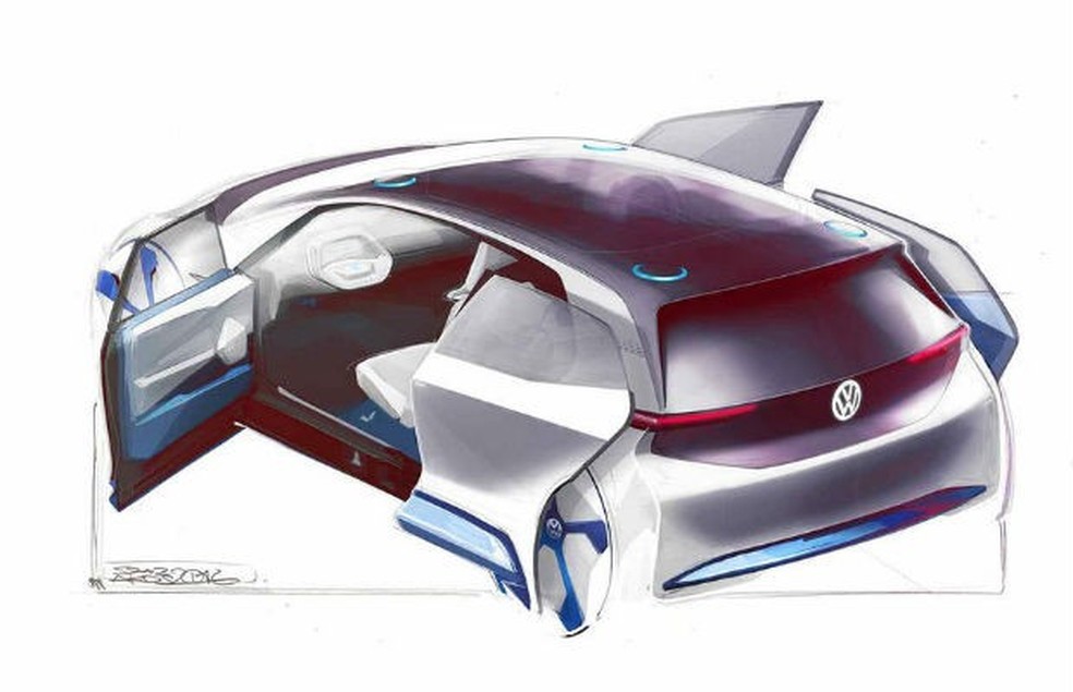 Rascunho do conceito elétrico da Volkswagen (Foto: Divulgação) — Foto: Auto Esporte