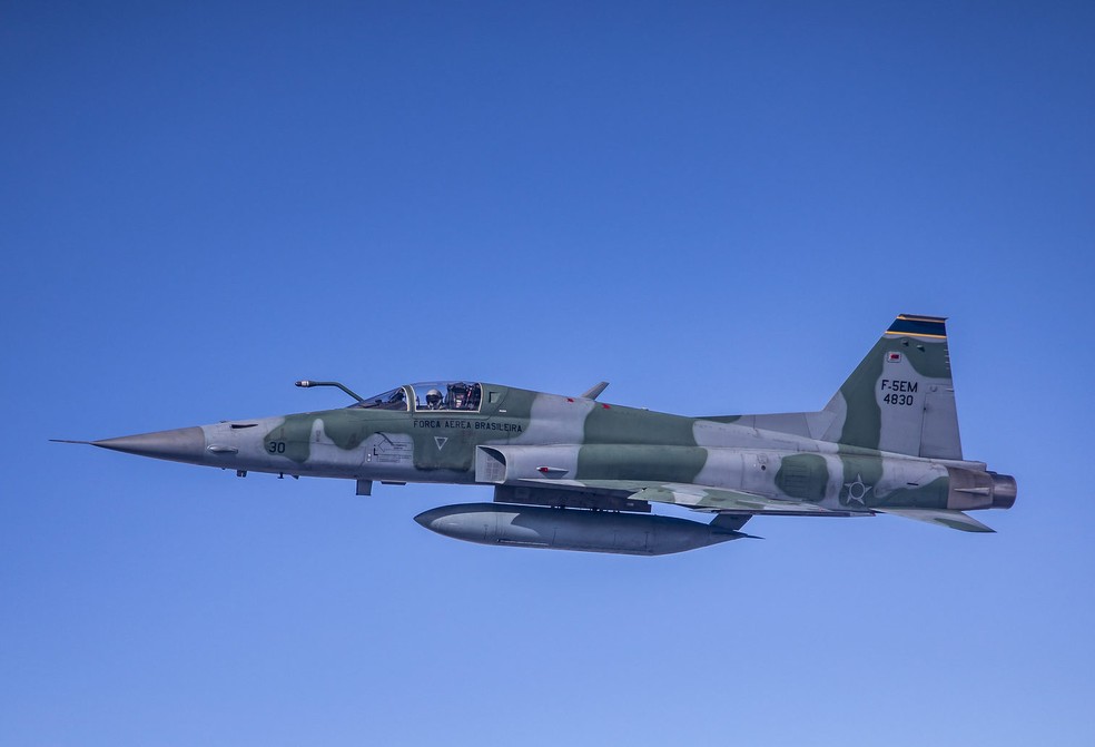 O F-5M Tiger é o avião caça mais rápido que a FAB tem, chegando a 1.837 km/h — Foto: Divulgação 