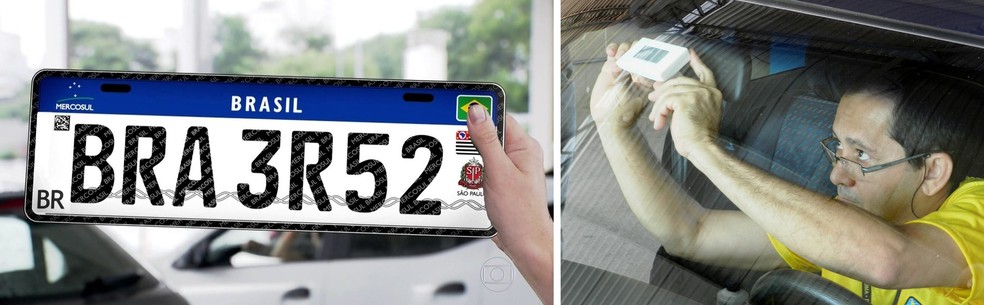 Placa do Mercosul incluirá chip prometido para veículos desde 2012 — Foto: Denatran/Divulgação/Arquivo