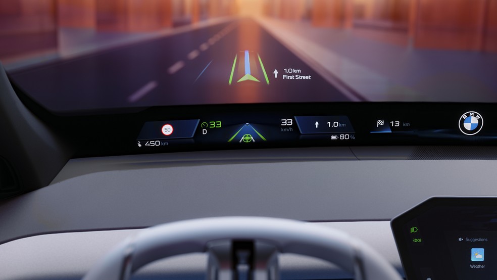 Head-up display 3D no BMW Operating System X — Foto: Divulgação
