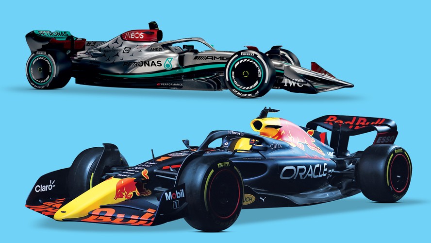 O Mercedes W13 e o Red Bull RB18  podem dominar a disputa de novo em 2022