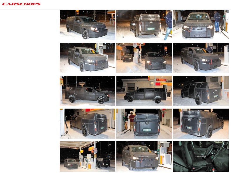 Picape baseada no Fiat Mobi foi flagrada na Suécia pelo site Carscoops — Foto: Reprodução/www.carscoops.com