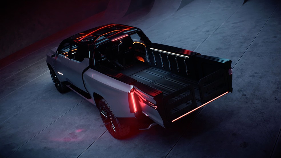 Caçamba da Ram 1500 elétrica pode ser expandida  — Foto: Divulgação