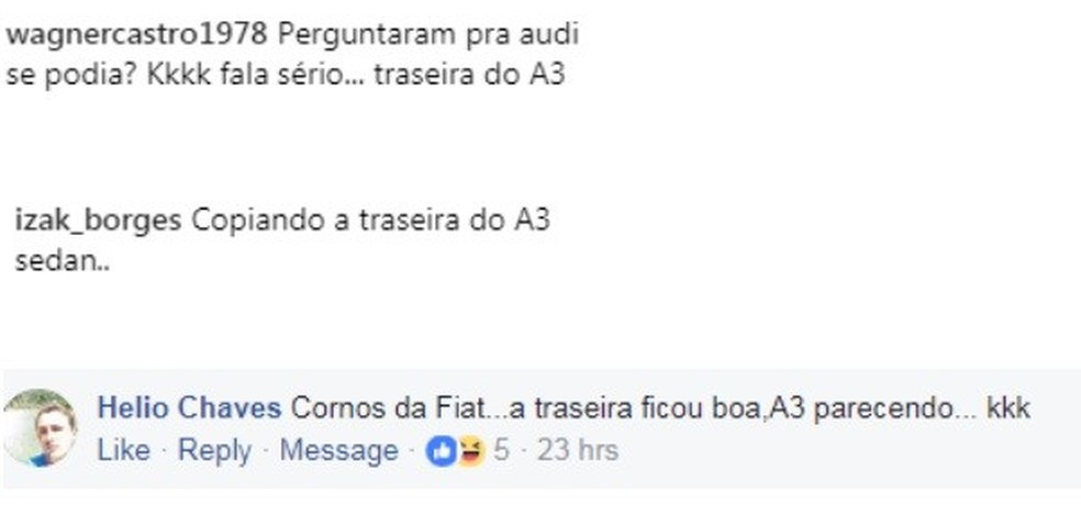 Comentários Fiat Cronos  (Foto: Reprodução Facebook e Instagram ) — Foto: Auto Esporte
