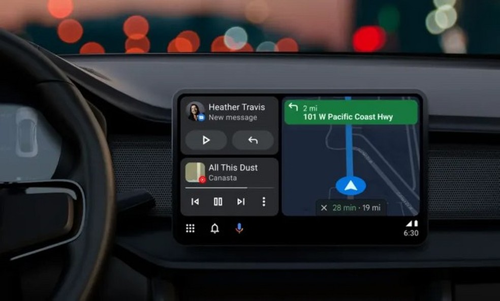 Novo Android Auto tem painel mais intuitivo para ajudar o motorista — Foto: Divulgação