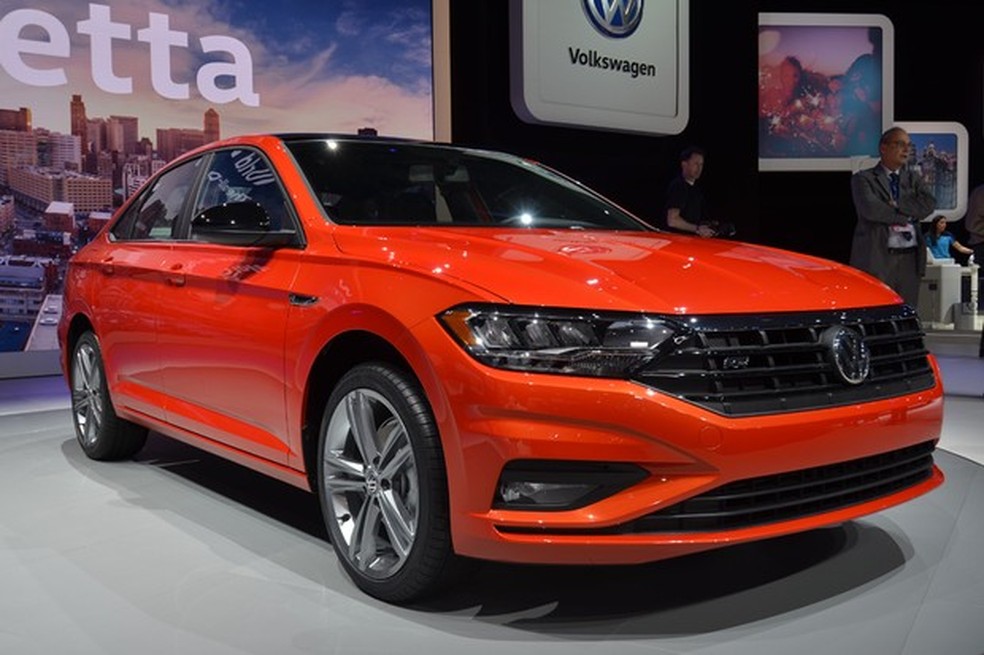 Novo Volkswagen Jetta no Salão de Detroit 2018 (Foto: Diogo Oliveira) — Foto: Auto Esporte