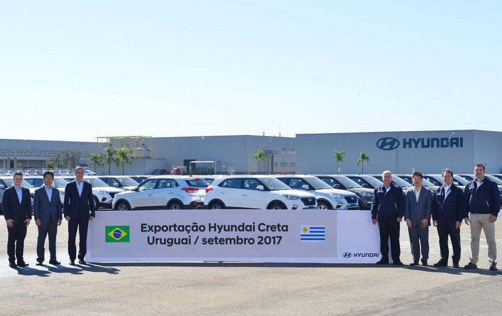 Hyundai celebra a exportação do Creta para o Uruguai — Foto: Divulgação