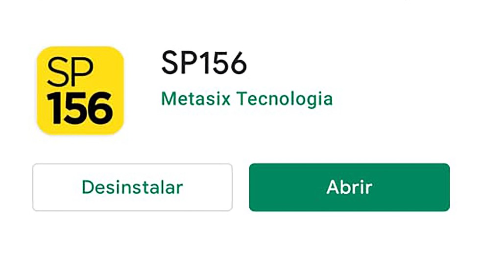 Aplicativo do SP156 — Foto: Google play