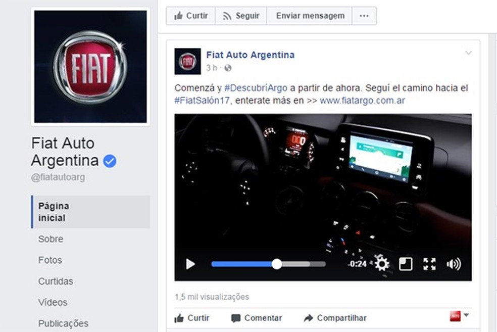 Interior do Fiat Argo é revelado (Foto: Reprodução) — Foto: Auto Esporte