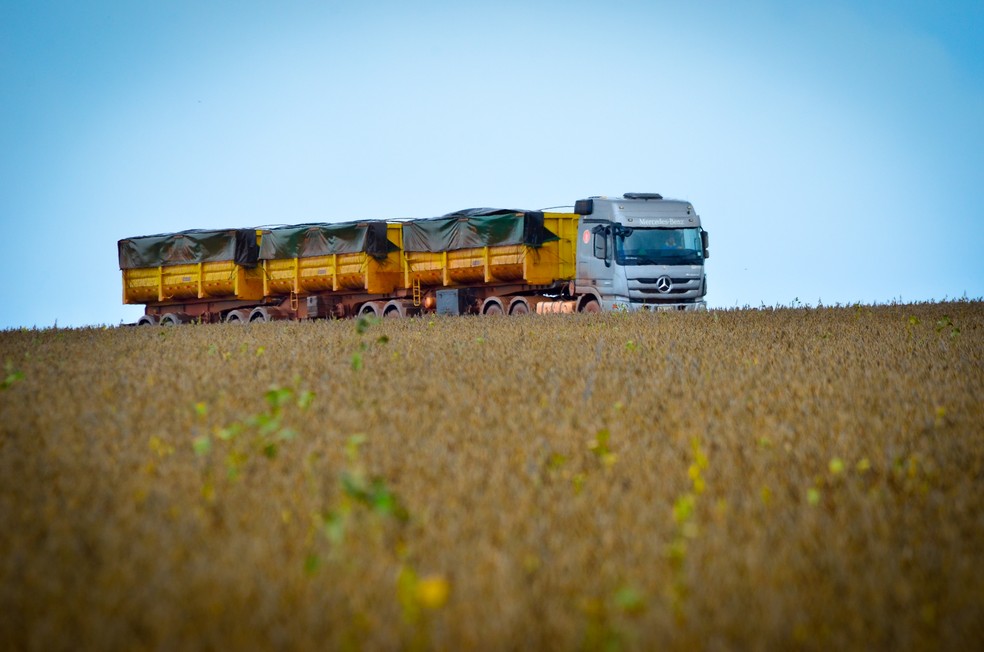 O peso bruto total de um caminhão no Brasil é limitado a 74 toneladas — Foto: André Schaun 