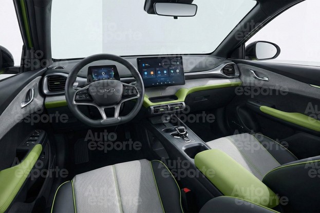 Esboço de interior de um SUV baseado no BYD Dolphin Mini