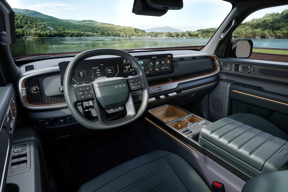 Interior da Kia Tasman é similar ao de um automóvel — Foto: Divulgação