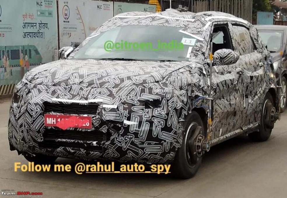 Substituto emergente do Citroën C3 foi flagrado em testes — Foto: @rahul_auto_spy/Reprodução