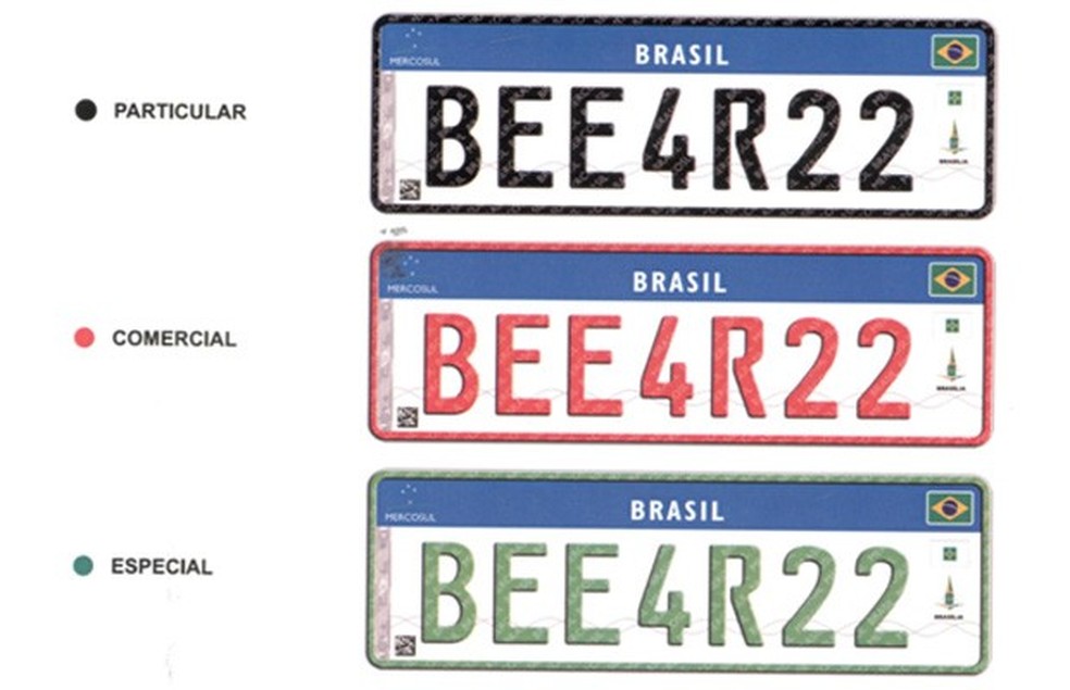 Novo modelo brasileiro de placa com padrão do Mercosul (Foto: Divulgação) — Foto: Auto Esporte