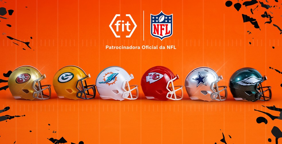 Fazem parte da campanha os mini capacetes de Dallas Cowboys, Miami Dolphins, San Francisco, Eagles, Green Bay Packers e Kansas City — Foto: Divulgação