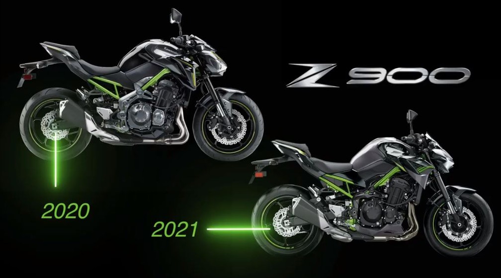Diferenças visuais entre a Z900 2020 e a Z900 2021 — Foto: Divulgação