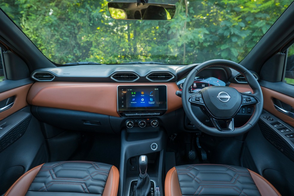 Interior do Magnite mescla elementos da Nissan com outros usados em modelos Renault — Foto: Divulgação