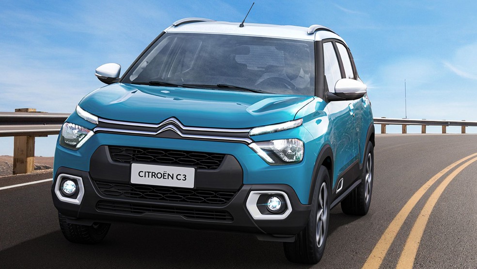 Novo Citroën C3 ganha visual de "crossover" na linha 2022 — Foto: Divulgação