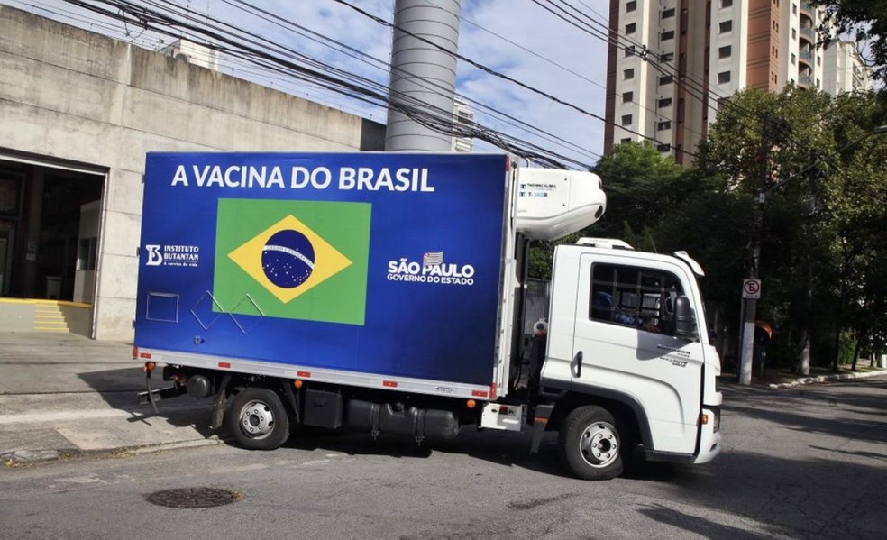 Todas as vacinas da CoronaVac sairão de São Paulo e exigem caminhões refrigerados — Foto: Divulgação 