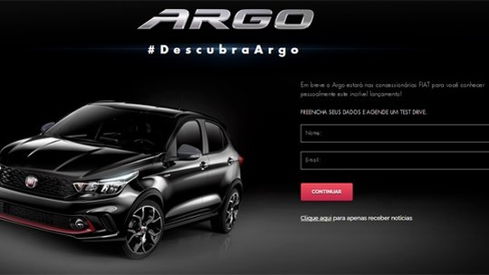 Fiat Argo tem cadastro para test drive e primeira promoção