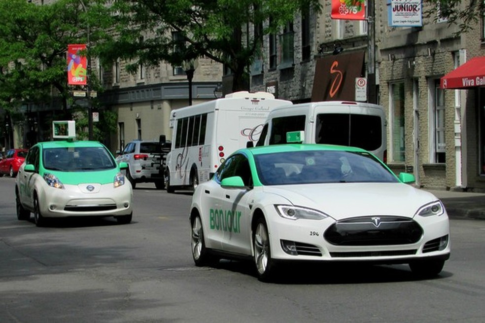 Frota de táxis elétricos de Montreal tem até Wi-Fi. As chamadas e os pagamentos são feitas por aplicativo (Foto: Jason Vogel/Jornal O 3PWEB) — Foto: Auto Esporte