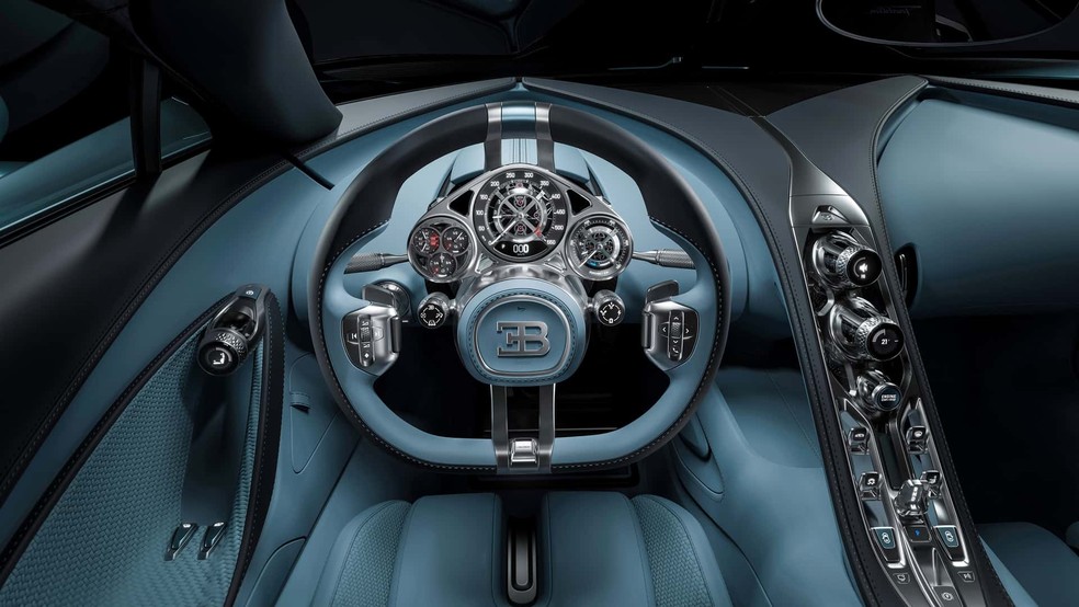 A visão do cockpit do novo Bugatti Tourbillon — Foto: Divulgação