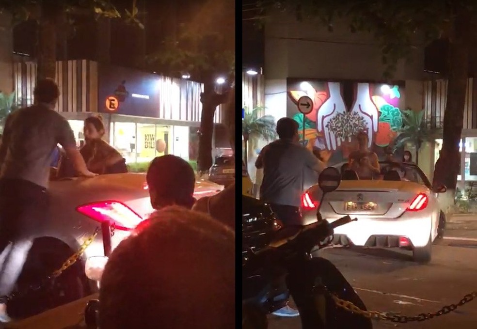 Homem revida e tenta agarrar Sheila, arrancando-lhe a parte superior do biquíni (Foto: Captura de internet) — Foto: Auto Esporte