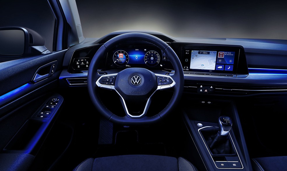 Interior do Volkswagen Golf de 8ª geração — Foto: Divulgação