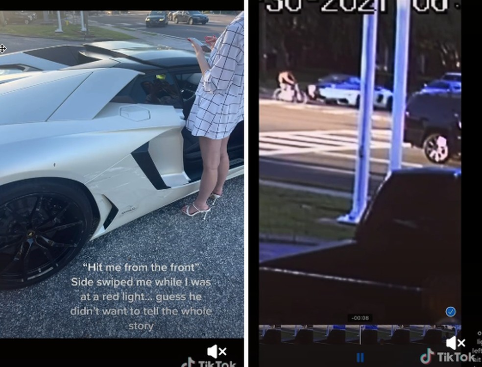 Dona do Audi publicou seu lado da história no Tik Tok — Foto: Montagem/Reprodução Tik Tok