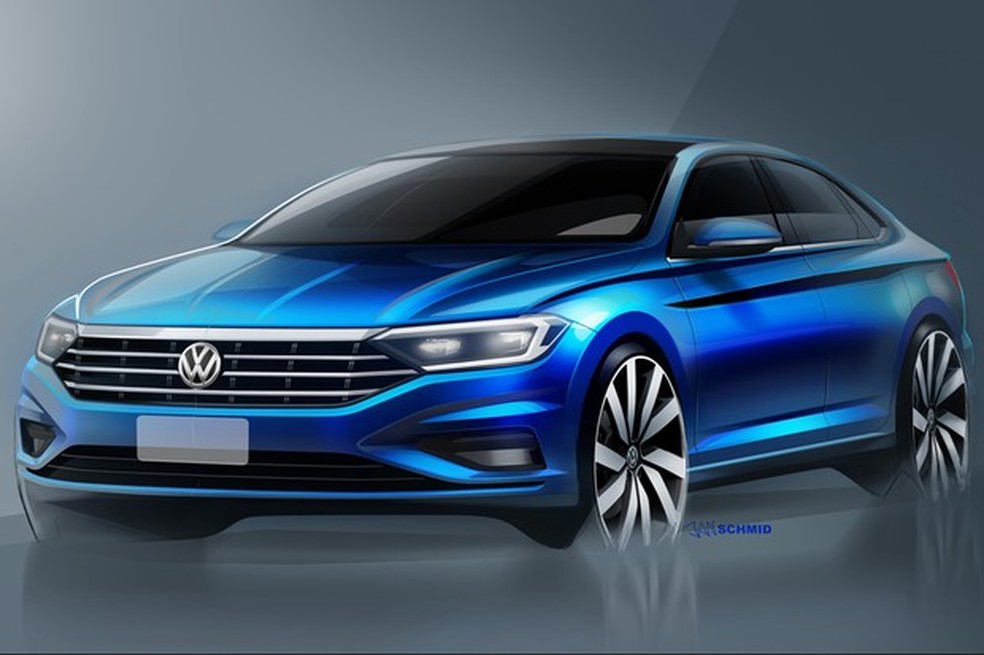 Nova geração do Jetta tem esboços divulgados pela Volkswagen (Foto: Divulgação) — Foto: Auto Esporte