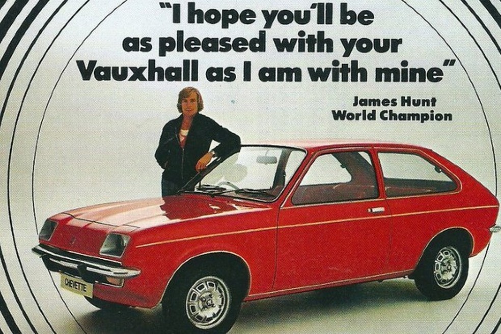 James Hunt fez propaganda para o Vauxhall Chevette (Foto: Reprodução) — Foto: Auto Esporte