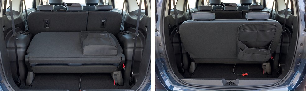 Chevrolet Spin tem bancos rebatíveis, mas a disposição atrapalha um pouco o bagageiro — Foto: Renato Durães/Auto News Brasil